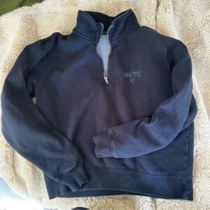 Vintage John Galt for Brandy Melville Navy Quarter Zip NEW YORK Sweatshirt OS